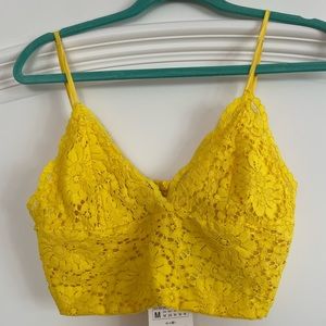 New - Yellow Laced Zara Crop Top - Medium